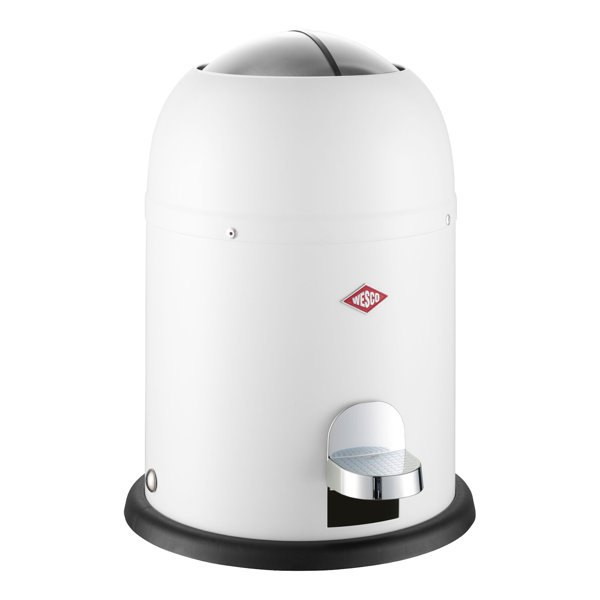 Poubelle Wesco Treteimer Single 9 Litres - Design Kickmaster - Acier Avec Couvercle Inox - Couleur Variable